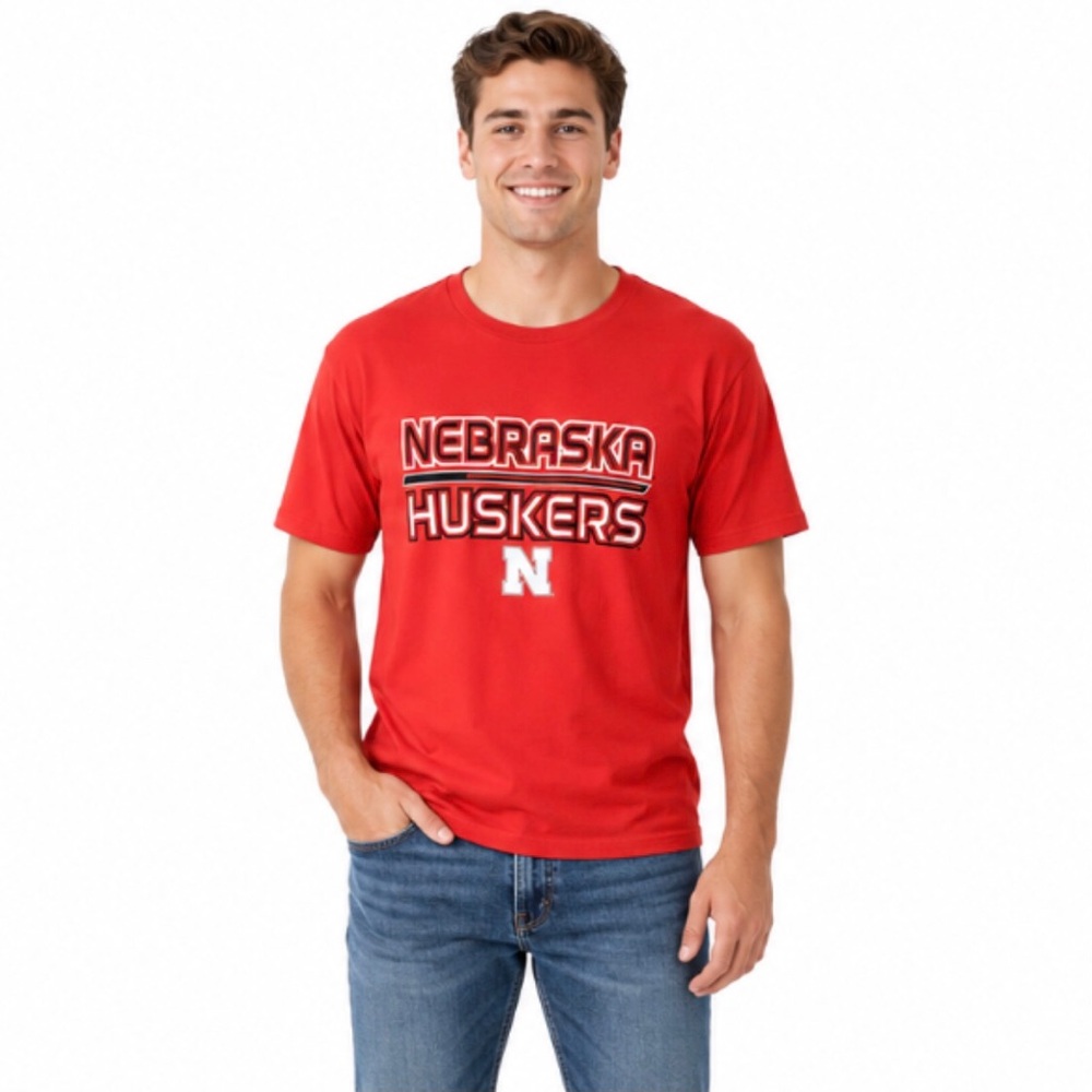 Nebraska Cornhuskers T Shirt Size XL Red Black White Color Block Logo New